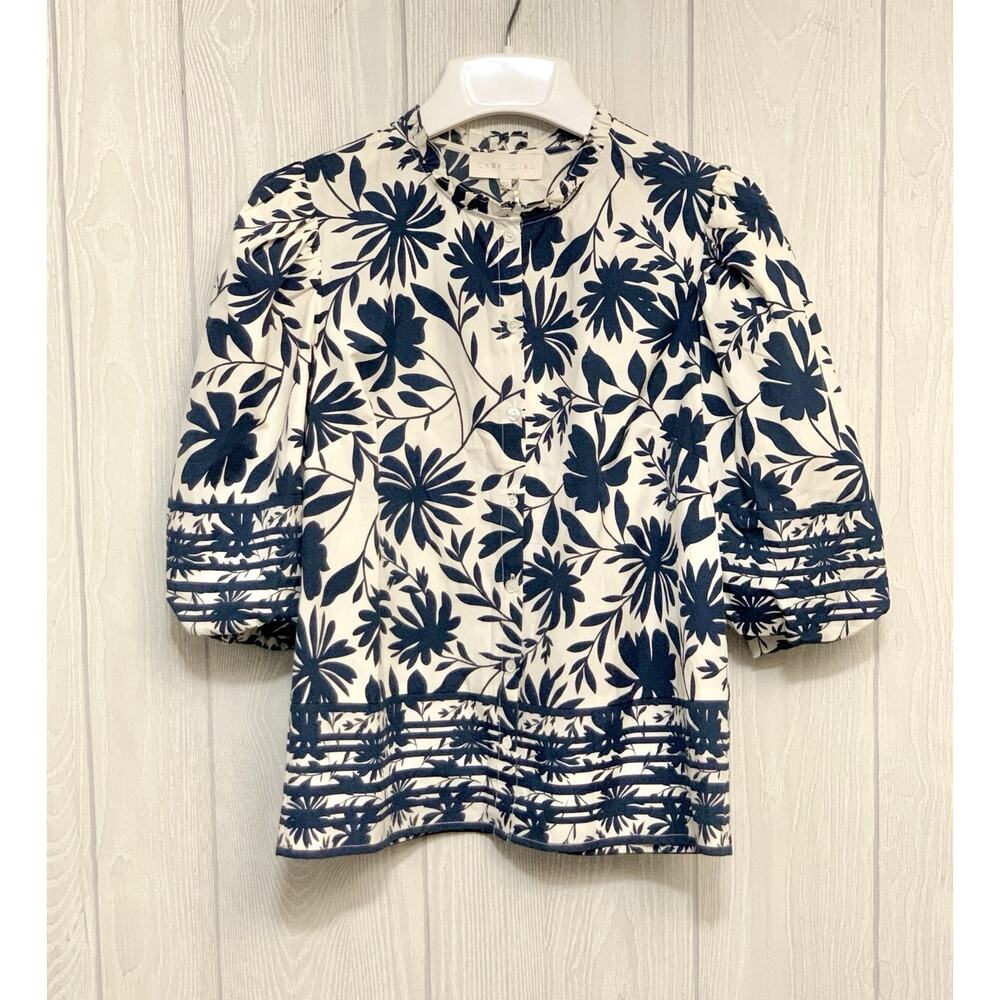 Caballero Celeste Top Palm Springs Blue Floral XS NWT - Picture 3 of 9
